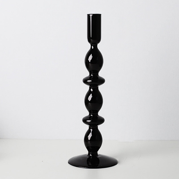 Elegant Black Glass Candle Holders for Taper Candles - Sophisticated Home Decor and Unique Candle Stick Holders 4