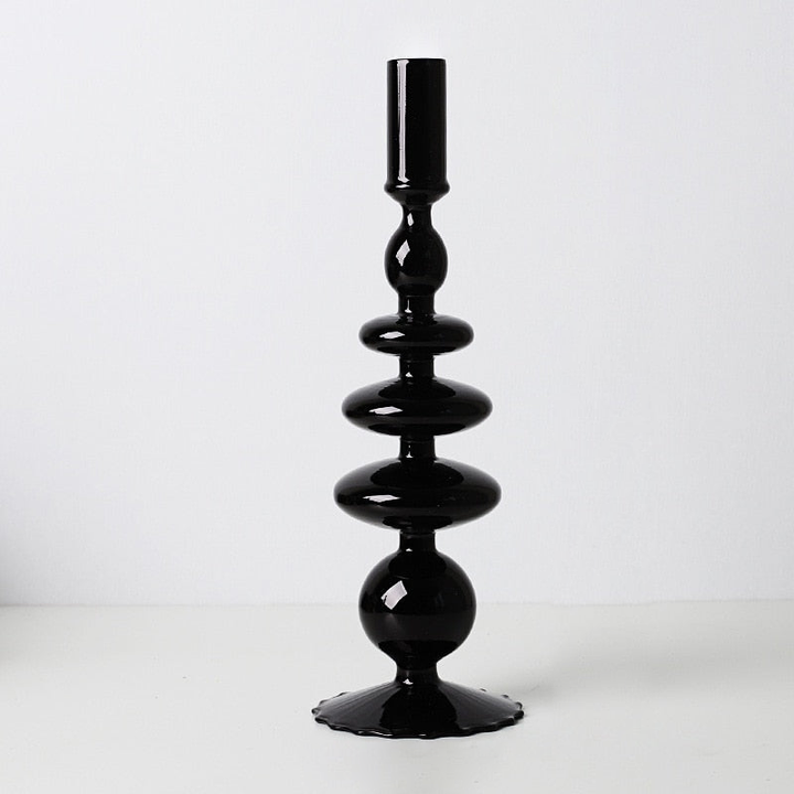 Elegant Black Glass Candle Holders for Taper Candles - Sophisticated Home Decor and Unique Candle Stick Holders 5