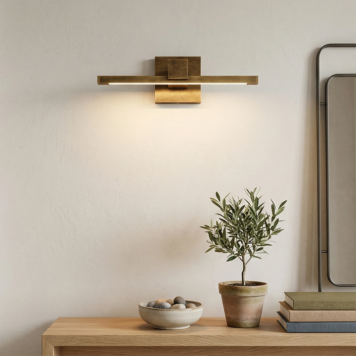 Elegant Brass Wall Sconce Lighting with Integrated LED – Picture Light for Artwork, Antique Finish, 15.7 to 39.4 Sizes 0