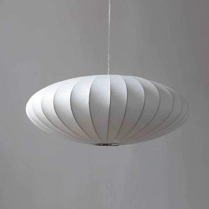Elegant Japanese Silk Pendant Light, Dimmable Hardwired Fixture with Adjustable Height, White Silk Shade, Ideal for Dining Room or Bedroom 2