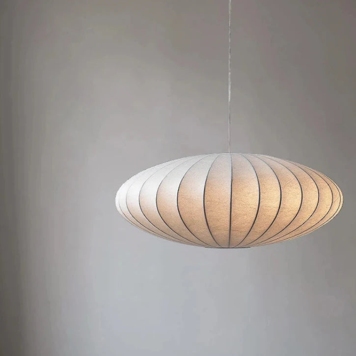 Elegant Japanese Silk Pendant Light, Dimmable Hardwired Fixture with Adjustable Height, White Silk Shade, Ideal for Dining Room or Bedroom 4