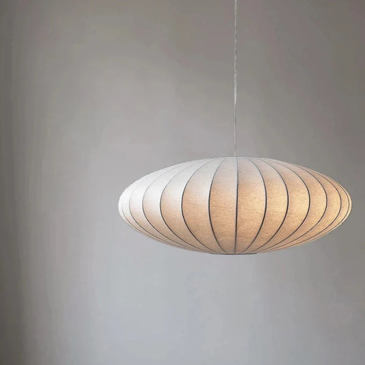 Elegant Japanese Silk Pendant Light, Dimmable Hardwired Fixture with Adjustable Height, White Silk Shade, Ideal for Dining Room or Bedroom 4