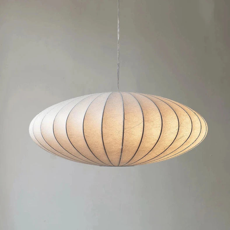 Elegant Japanese Silk Pendant Light, Dimmable Hardwired Fixture with Adjustable Height, White Silk Shade, Ideal for Dining Room or Bedroom 5