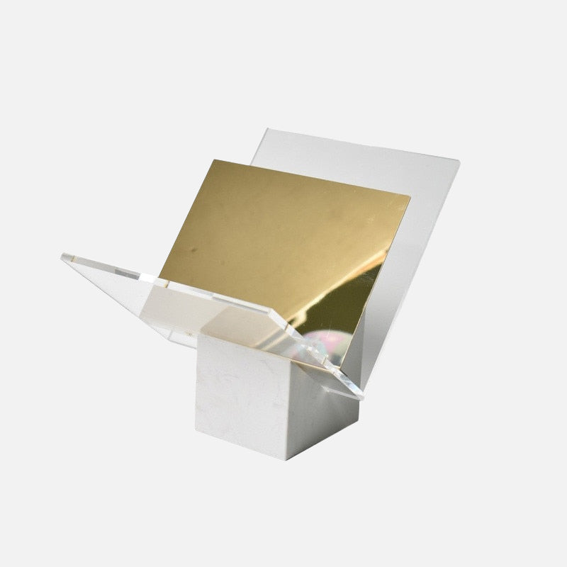 Elegant Marble Magazine Holder with Acrylic Divider – White and Green Decorative Organizer for Stylish Home Decor 0