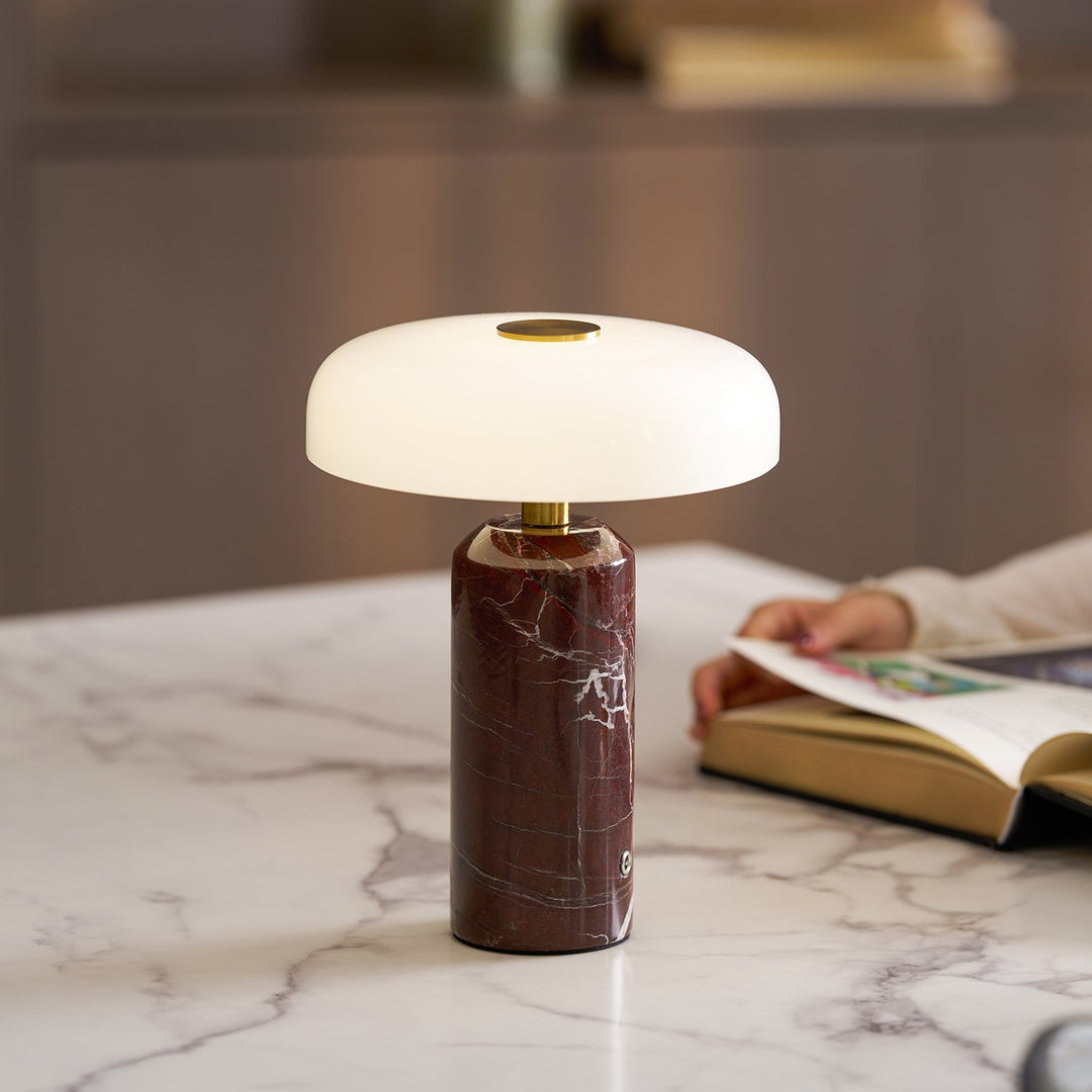 Elegant Marble Table Lamp with Built-in Battery – Portable Cordless Lighting for Living Room or Bedside 3