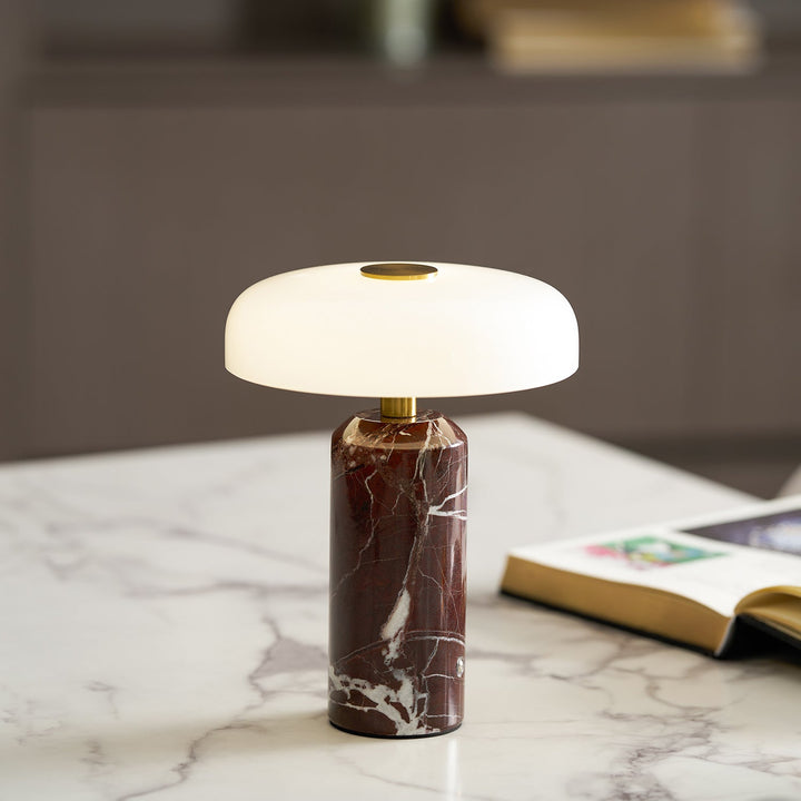 Elegant Marble Table Lamp with Built-in Battery – Portable Cordless Lighting for Living Room or Bedside 4