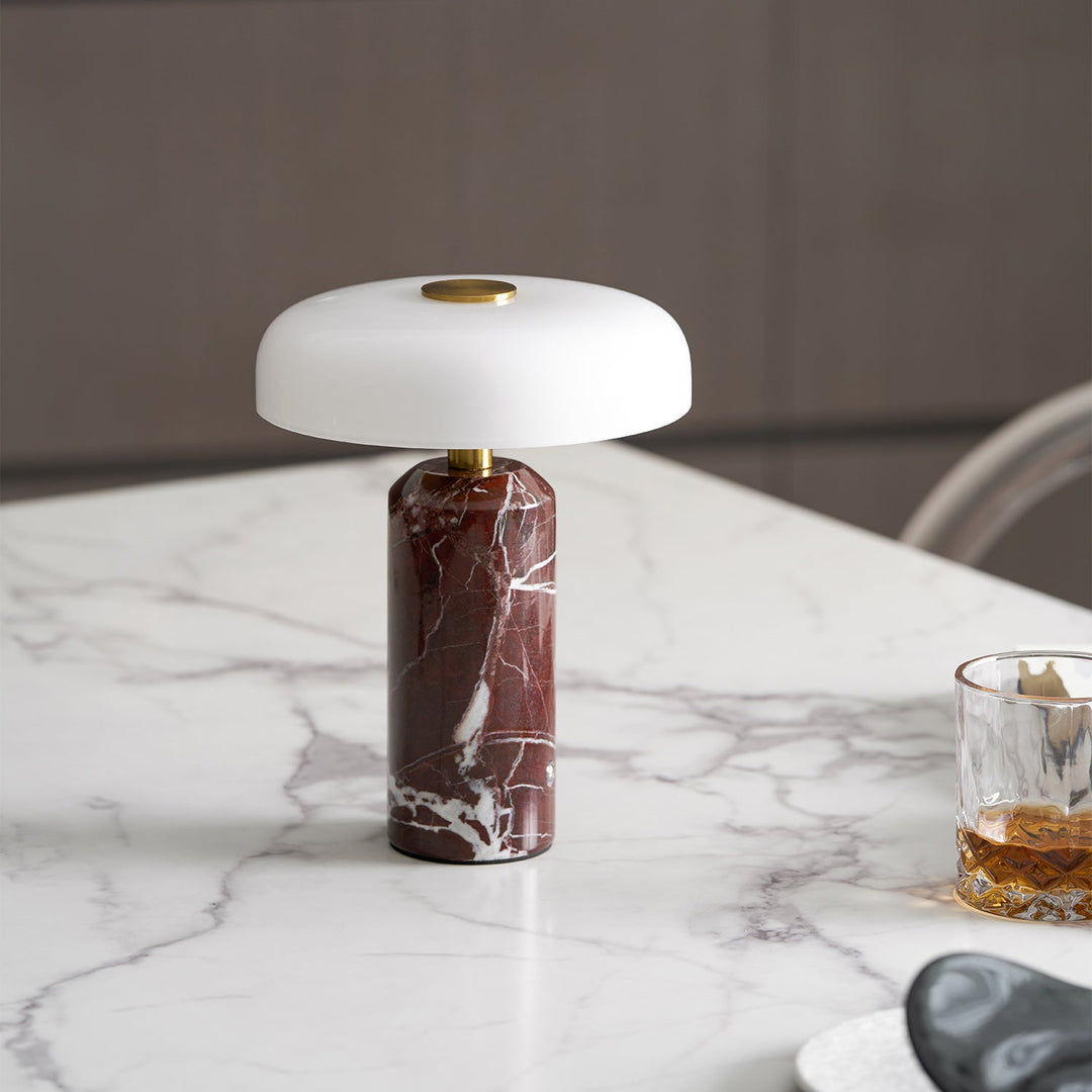 Elegant Marble Table Lamp with Built-in Battery – Portable Cordless Lighting for Living Room or Bedside 5