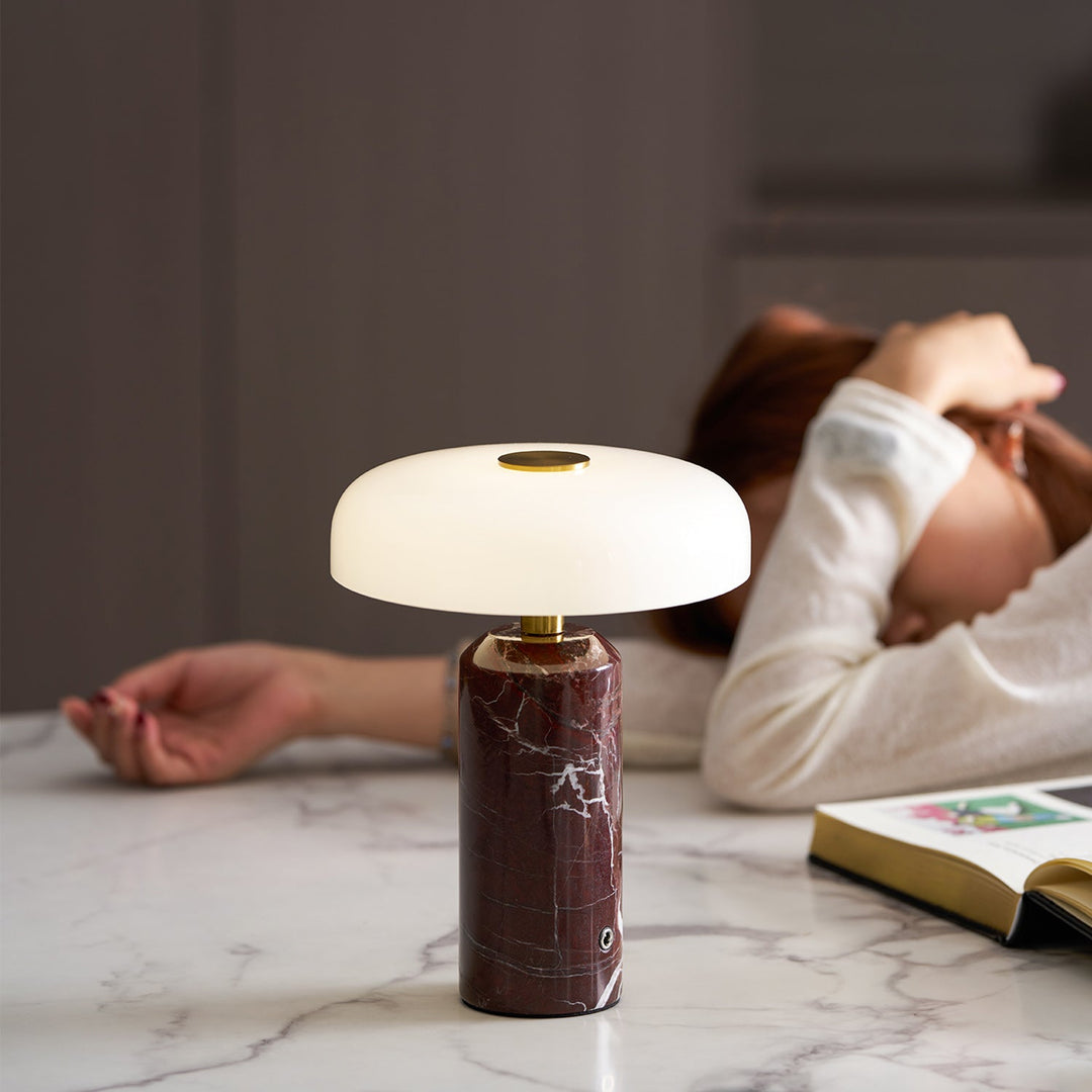 Elegant Marble Table Lamp with Built-in Battery – Portable Cordless Lighting for Living Room or Bedside 6