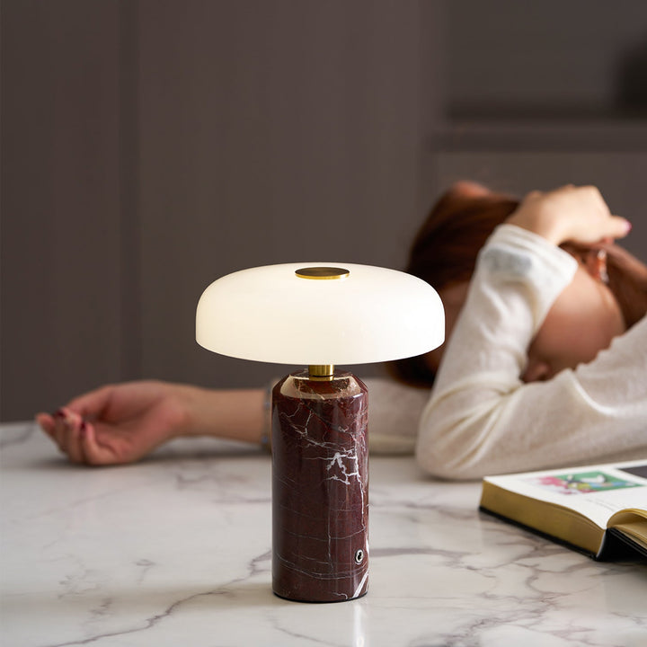 Elegant Marble Table Lamp with Built-in Battery – Portable Cordless Lighting for Living Room or Bedside 6