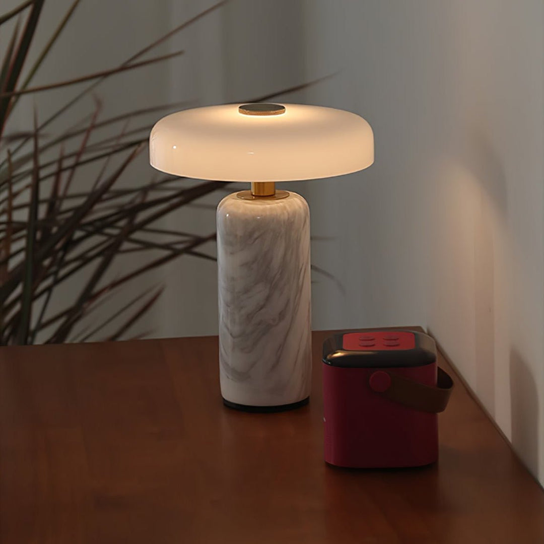 Elegant Marble Table Lamp with Built-in Battery – Portable Cordless Lighting for Living Room or Bedside 8