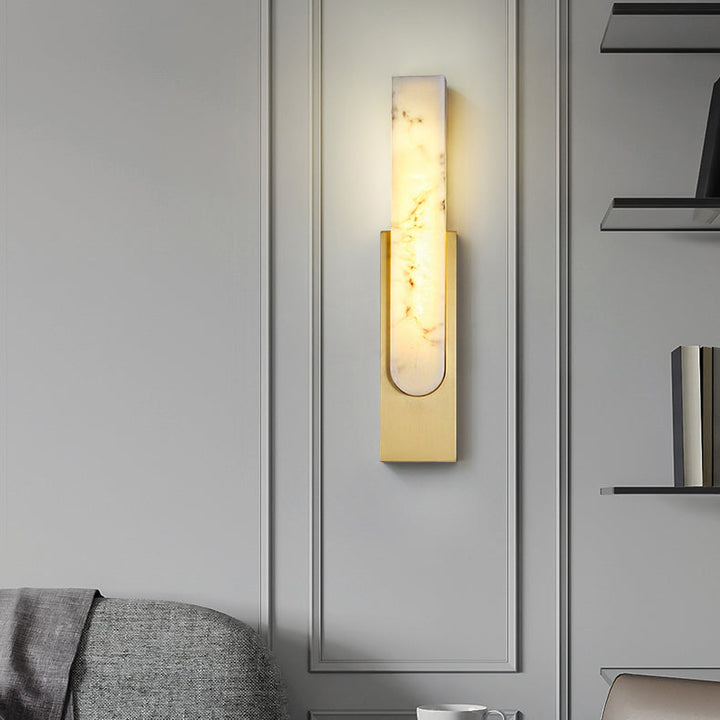 Elegant Marble Wall Lamp with LED Light and Gold Accents – Chic Vertical Design 2
