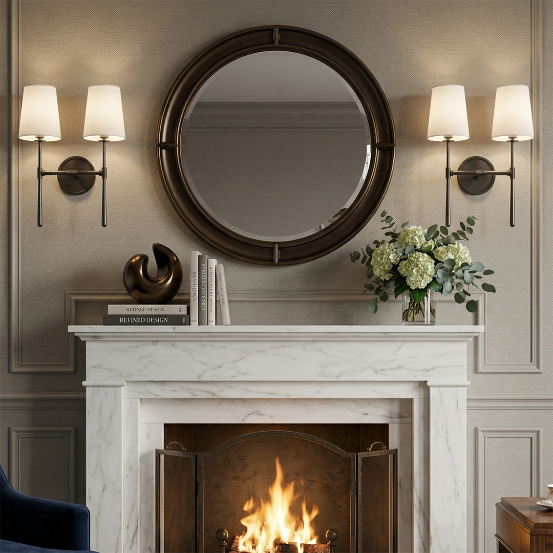 Elegant Wall Sconce with Textured Linen Shade – Aged Brass and Oil Rubbed Bronze Finish, Dimmable Sconce Light for Bathrooms and Modern Spaces 10