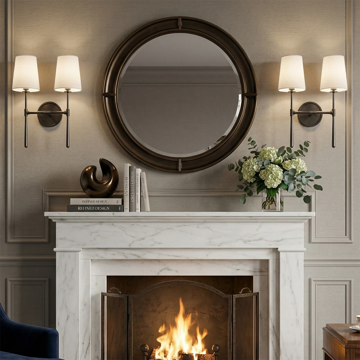 Elegant Wall Sconce with Textured Linen Shade – Aged Brass and Oil Rubbed Bronze Finish, Dimmable Sconce Light for Bathrooms and Modern Spaces 10