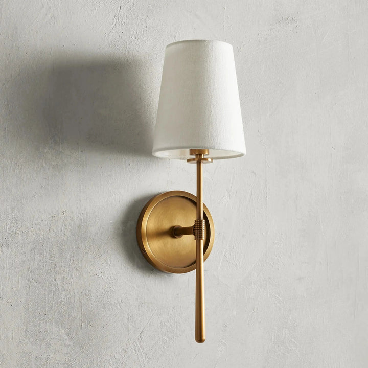 Elegant Wall Sconce with Textured Linen Shade – Aged Brass and Oil Rubbed Bronze Finish, Dimmable Sconce Light for Bathrooms and Modern Spaces 2