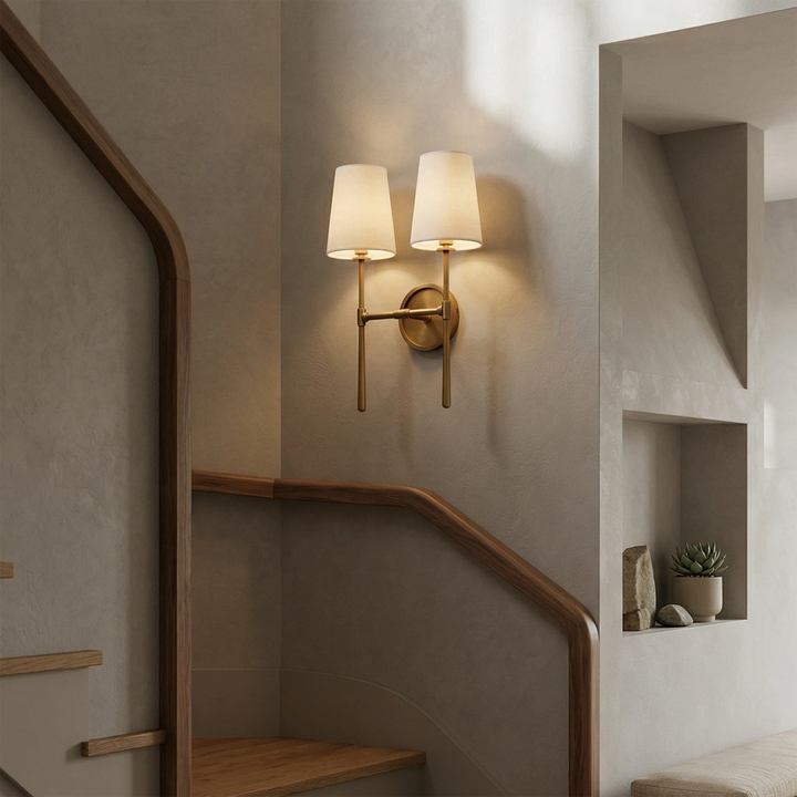 Elegant Wall Sconce with Textured Linen Shade – Aged Brass and Oil Rubbed Bronze Finish, Dimmable Sconce Light for Bathrooms and Modern Spaces 5