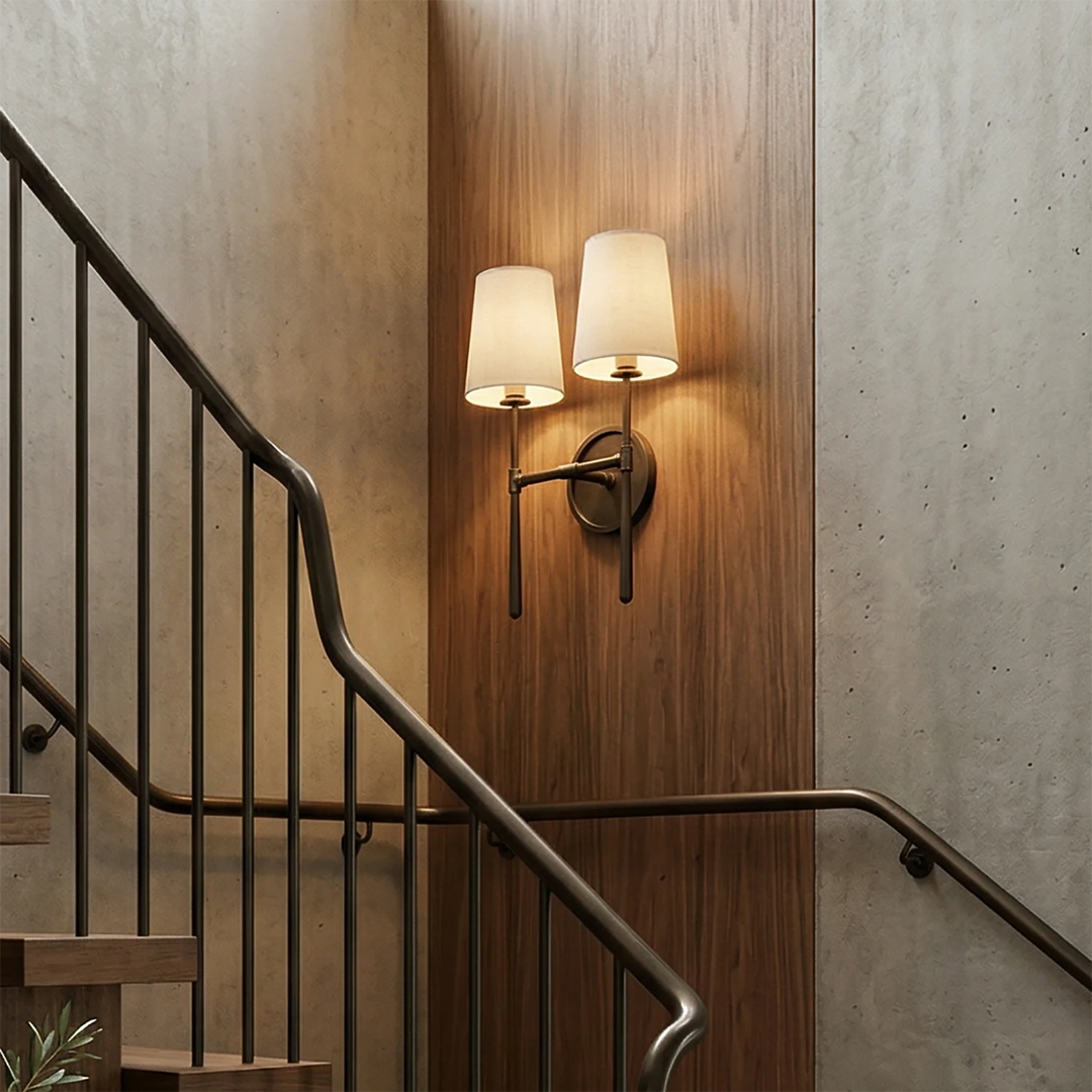Elegant Wall Sconce with Textured Linen Shade – Aged Brass and Oil Rubbed Bronze Finish, Dimmable Sconce Light for Bathrooms and Modern Spaces 8