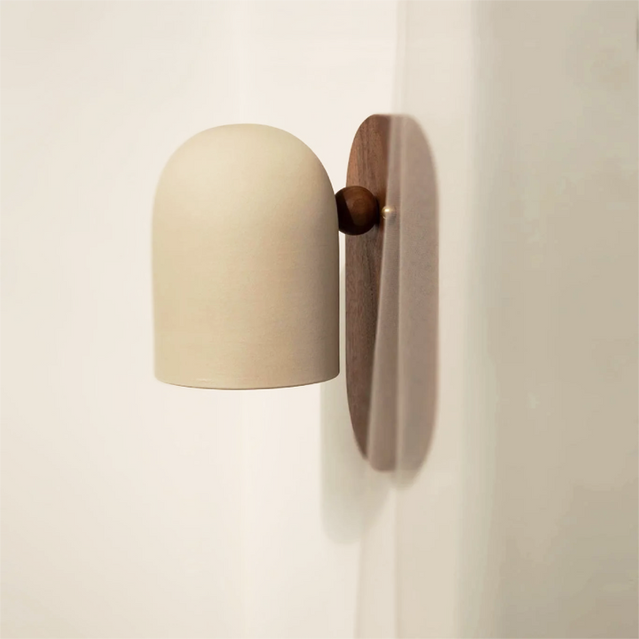 Elegant Walnut Wall Sconces with Brass Arm and Soft White Shade – Contemporary Design for Modern Ambiance 5