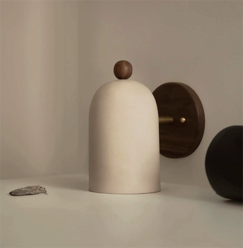 Elegant Walnut Wall Sconces with Brass Arm and Soft White Shade – Contemporary Design for Modern Ambiance 6