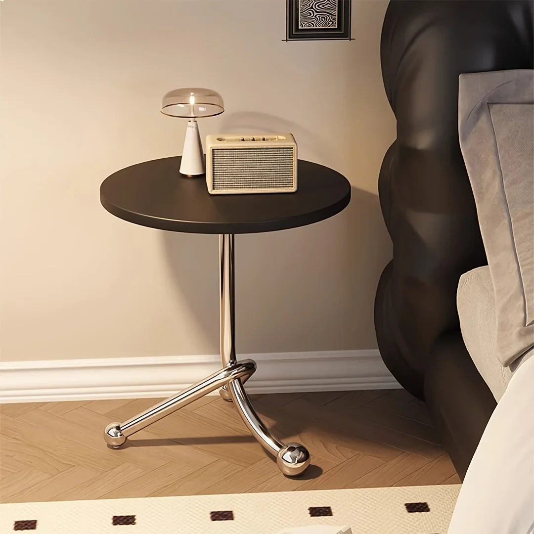 Elystra Round Side Table with Vintage Wooden Top and Metal Legs – Stylish Accent for Living Room and Bedroom 1