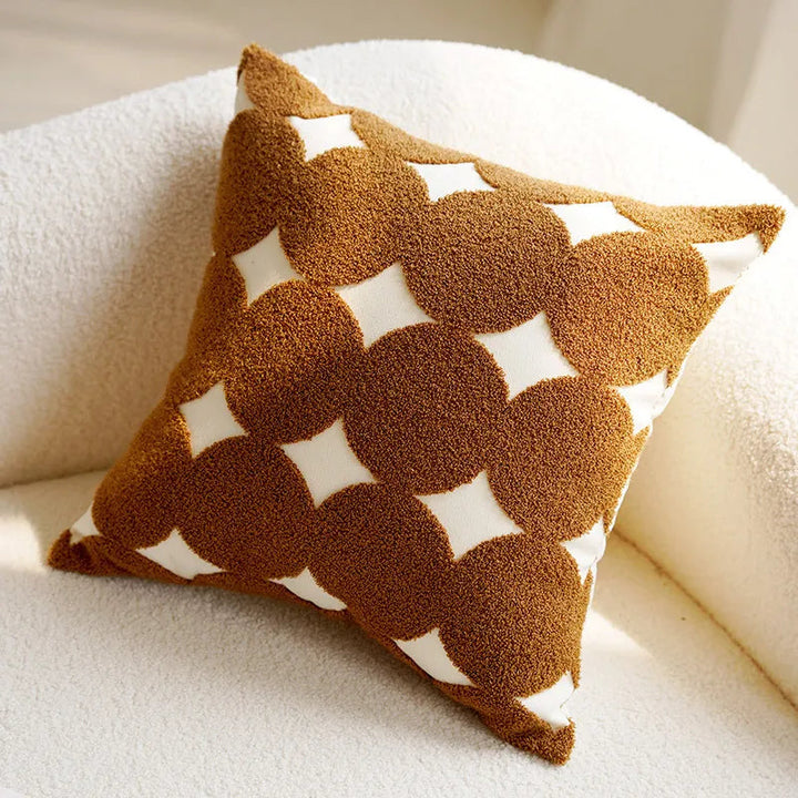 Embroidered Throw Pillow Cover with Animal Prints and Abstract Patterns – 45x45 cm 6