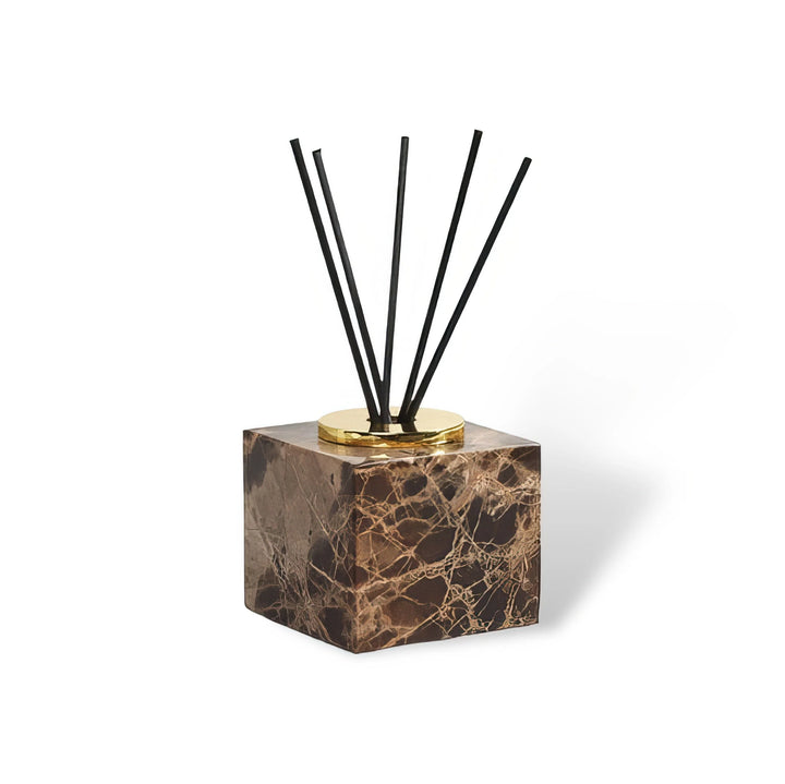 Emperador Dark Marble Bathroom Set with Soap Dispenser, Tray, Tissue Box, and Toothbrush Holder 14