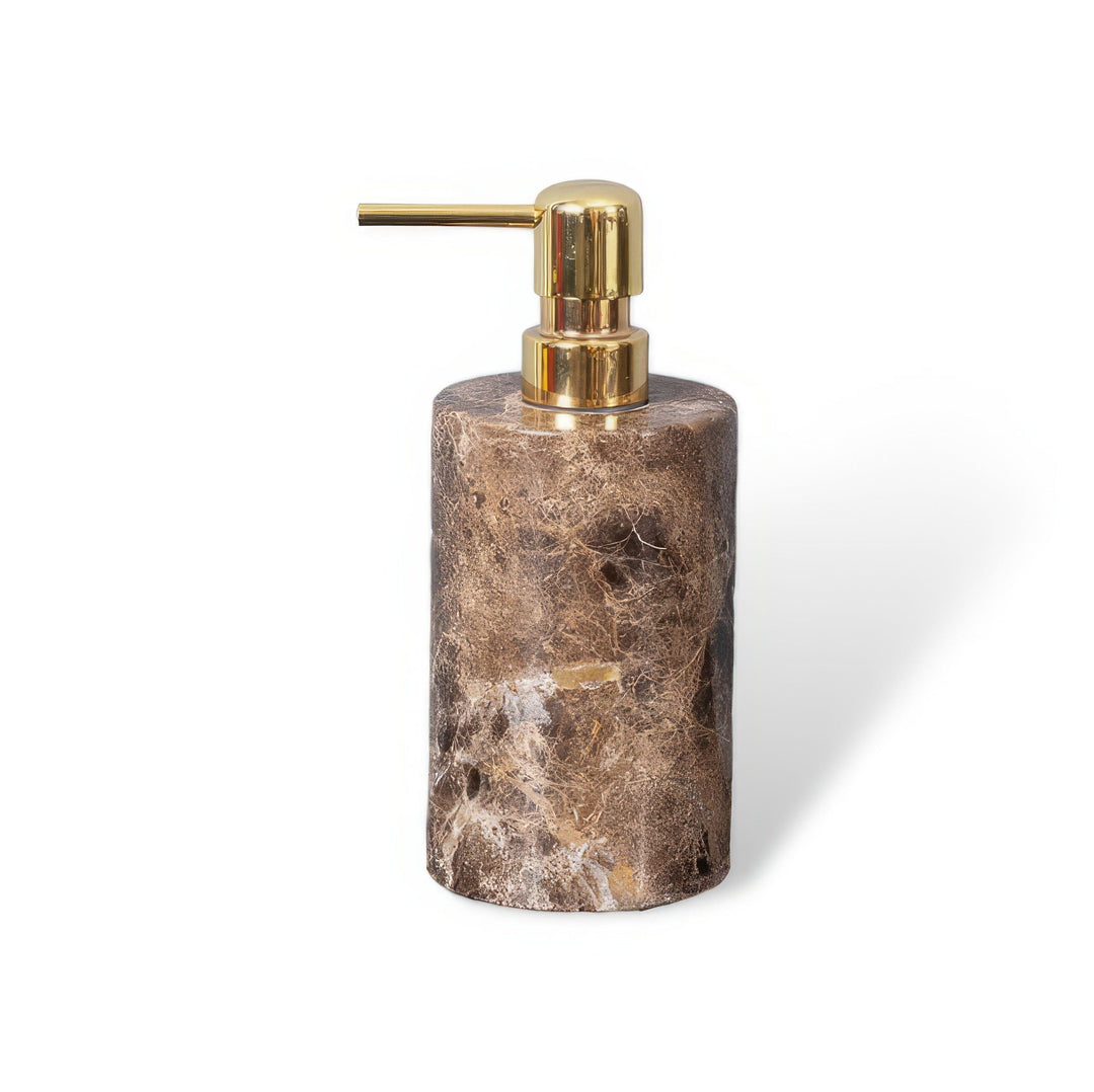Emperador Dark Marble Bathroom Set with Soap Dispenser, Tray, Tissue Box, and Toothbrush Holder 8