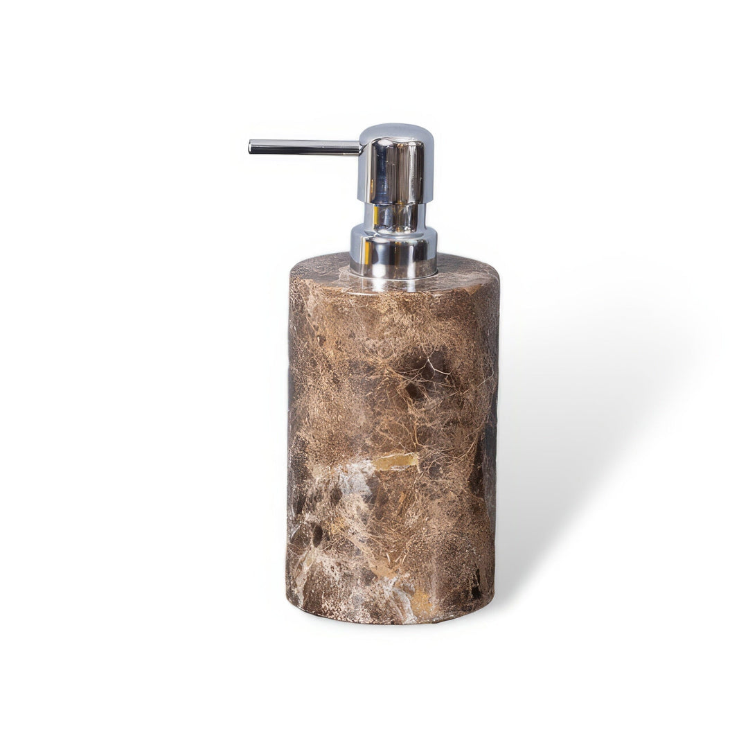 Emperador Dark Marble Bathroom Set with Soap Dispenser, Tray, Tissue Box, and Toothbrush Holder 9