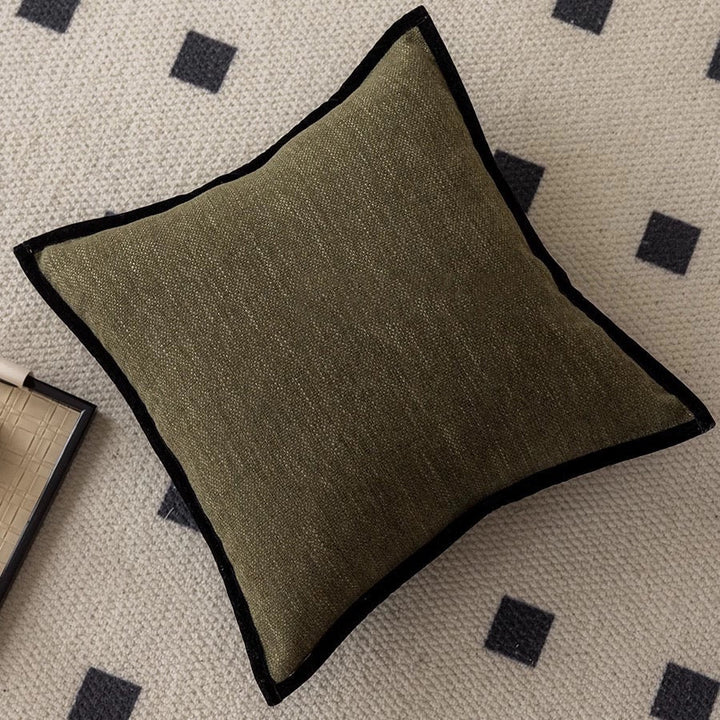 French Retro Jacquard Throw Pillow Cover with Black Piping – 60% Cotton and 40% Polyester Decorative Pillow Cover 2