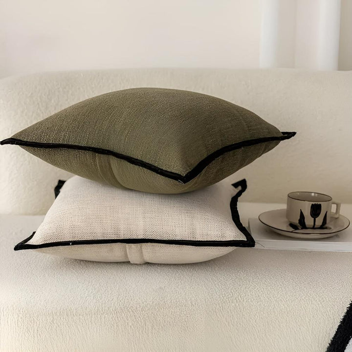 French Retro Jacquard Throw Pillow Cover with Black Piping – 60% Cotton and 40% Polyester Decorative Pillow Cover 3