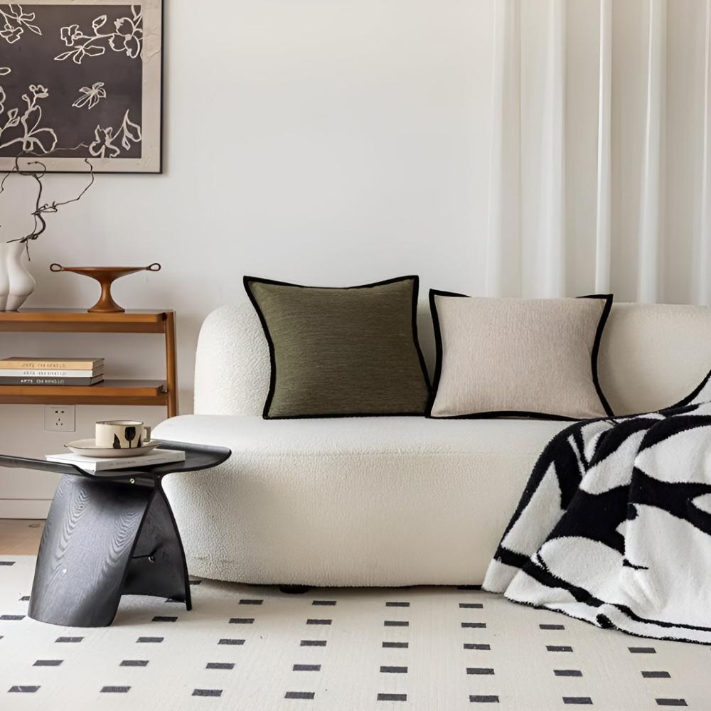 French Retro Jacquard Throw Pillow Cover with Black Piping – 60% Cotton and 40% Polyester Decorative Pillow Cover 4