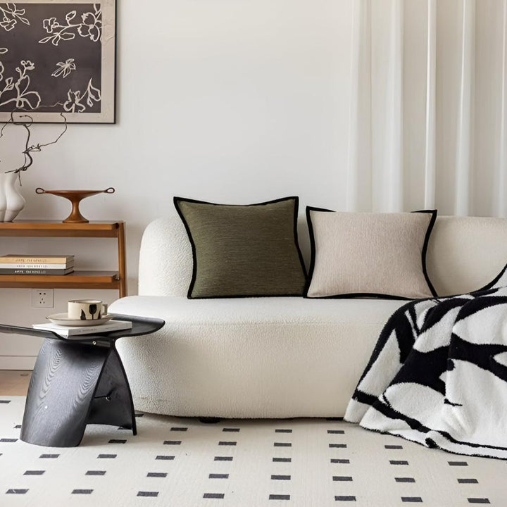 French Retro Jacquard Throw Pillow Cover with Black Piping – 60% Cotton and 40% Polyester Decorative Pillow Cover 4