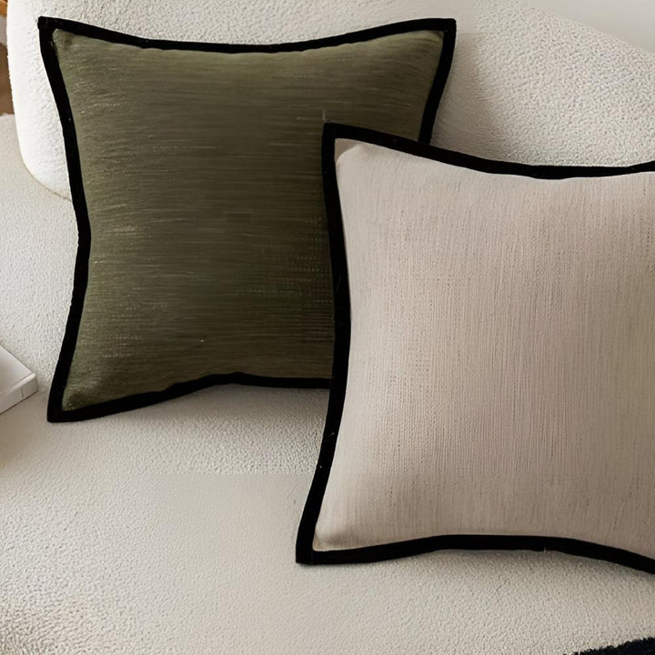 French Retro Jacquard Throw Pillow Cover with Black Piping – 60% Cotton and 40% Polyester Decorative Pillow Cover 6