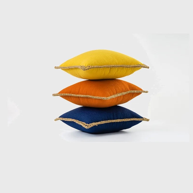 French Style Throw Pillow – Colorful Decorative Cushion in Soft Cotton and Linen for Couch, 45x45cm or 50x50cm 2
