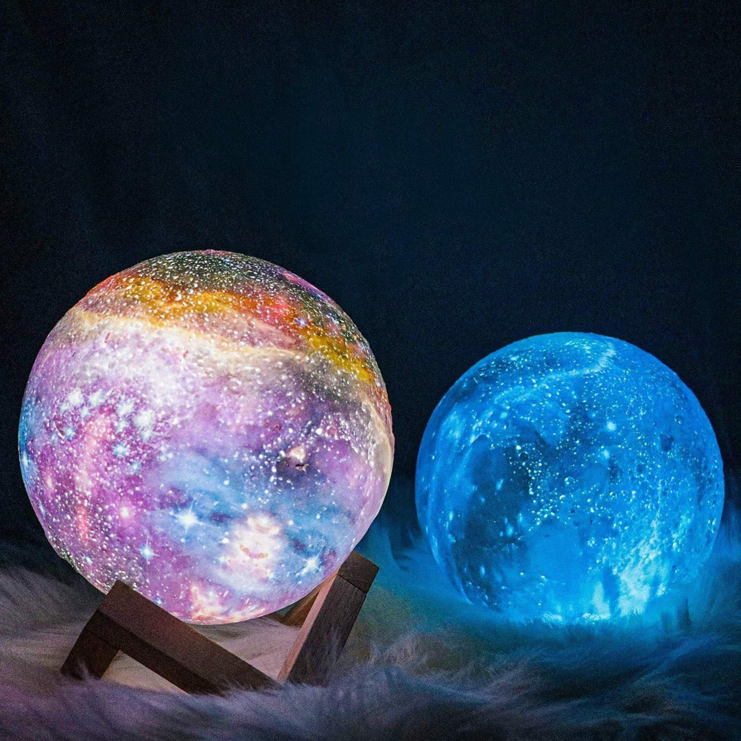 Galaxy Moon Lamp with 16 Colors, Remote Control, 3D Printed Lunar Light – USB Rechargeable Night Light, Available in 4 Sizes 0