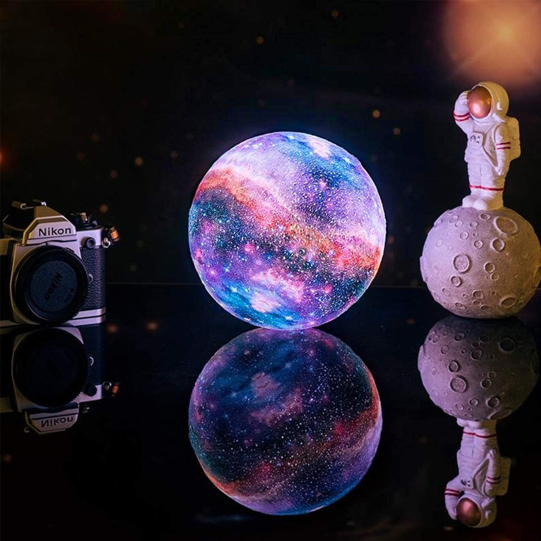 Galaxy Moon Lamp with 16 Colors, Remote Control, 3D Printed Lunar Light – USB Rechargeable Night Light, Available in 4 Sizes 2