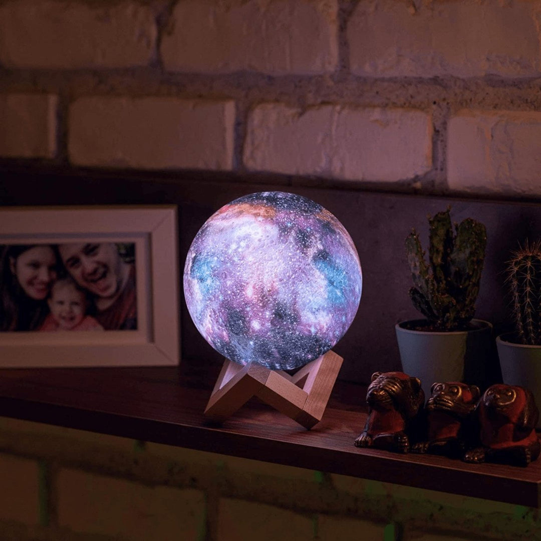Galaxy Moon Lamp with 16 Colors, Remote Control, 3D Printed Lunar Light – USB Rechargeable Night Light, Available in 4 Sizes 3