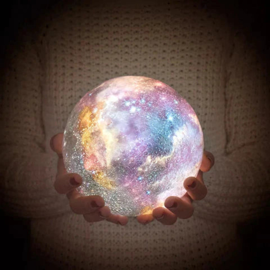 Galaxy Moon Lamp with 16 Colors, Remote Control, 3D Printed Lunar Light – USB Rechargeable Night Light, Available in 4 Sizes 4