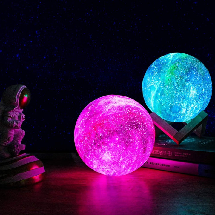 Galaxy Moon Lamp with 16 Colors, Remote Control, 3D Printed Lunar Light – USB Rechargeable Night Light, Available in 4 Sizes 5