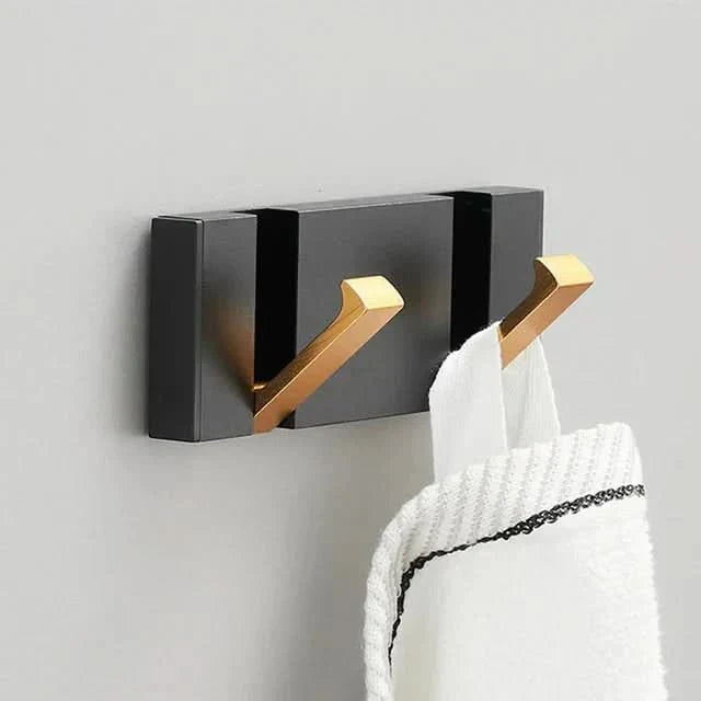 Gancio Fold Collapsible Wall Hooks - Space-Saving Aluminum in Black & Gold 0