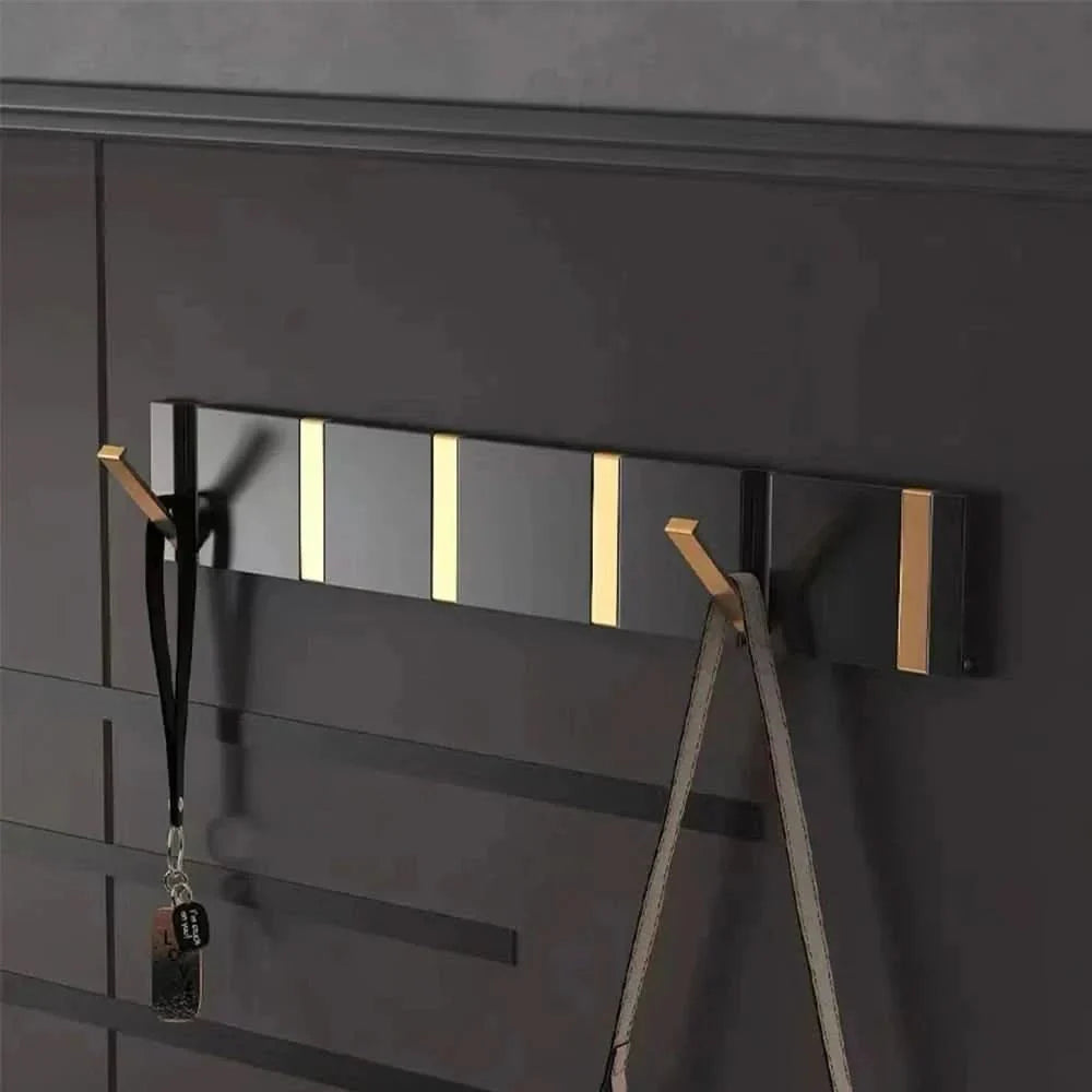 Gancio Fold Collapsible Wall Hooks - Space-Saving Aluminum in Black & Gold 2