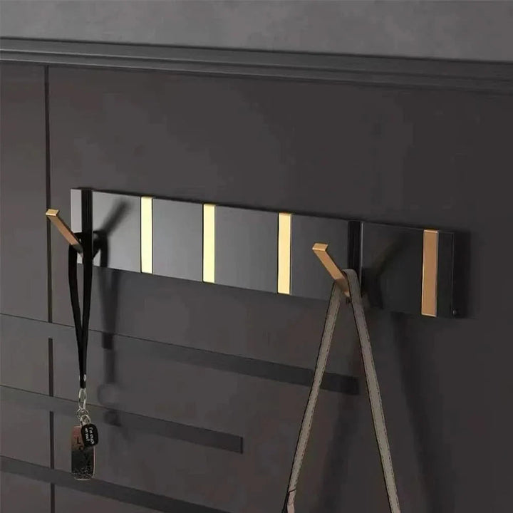 Gancio Fold Collapsible Wall Hooks - Space-Saving Aluminum in Black & Gold 2