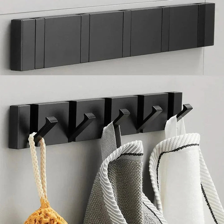 Gancio Fold Collapsible Wall Hooks - Space-Saving Aluminum in Black & Gold 5