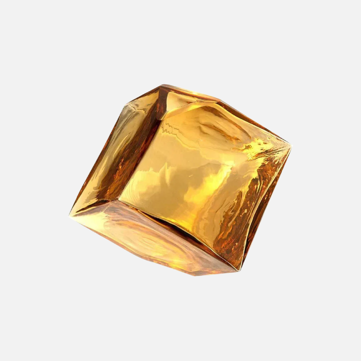 Geometric Amber Glass Vase – Modern Balancing Cube Design for Home Decor 6