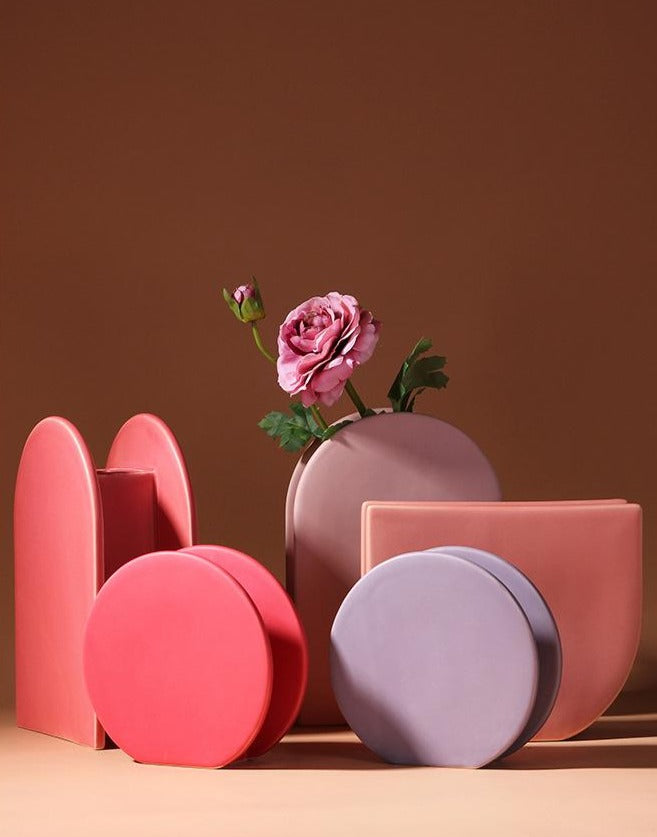 Geometric Ceramic Decorative Vases in Pink and Violet – Modern Home Decor Accent Pieces 3
