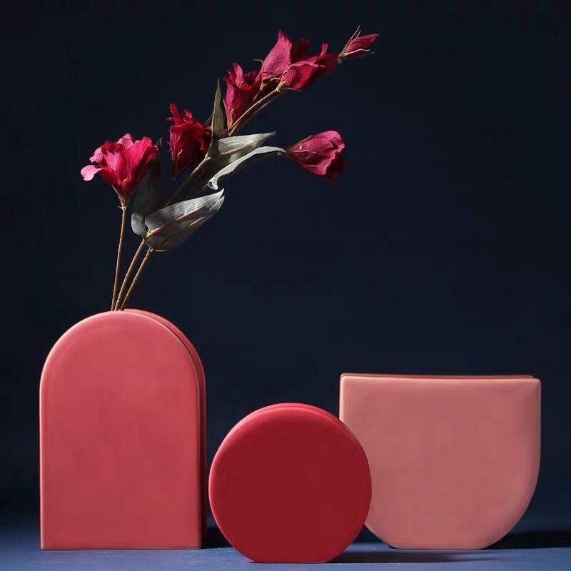 Geometric Ceramic Decorative Vases in Pink and Violet – Modern Home Decor Accent Pieces 4