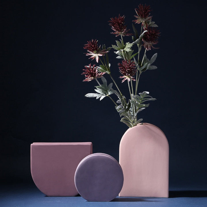 Geometric Ceramic Decorative Vases in Pink and Violet – Modern Home Decor Accent Pieces 8