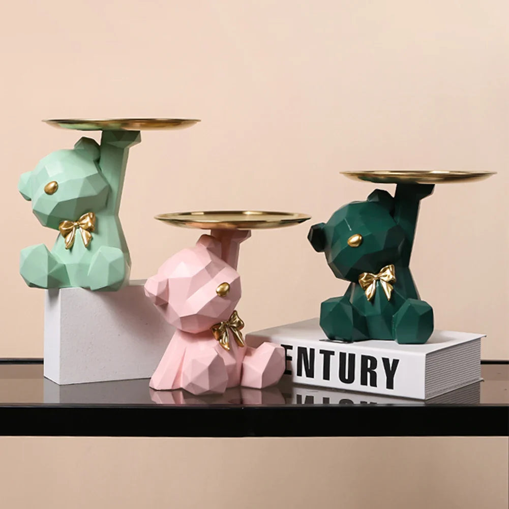 Geometric Resin Bear Key Holder and Decorative Figure – Stylish Storage Solution for Home 1
