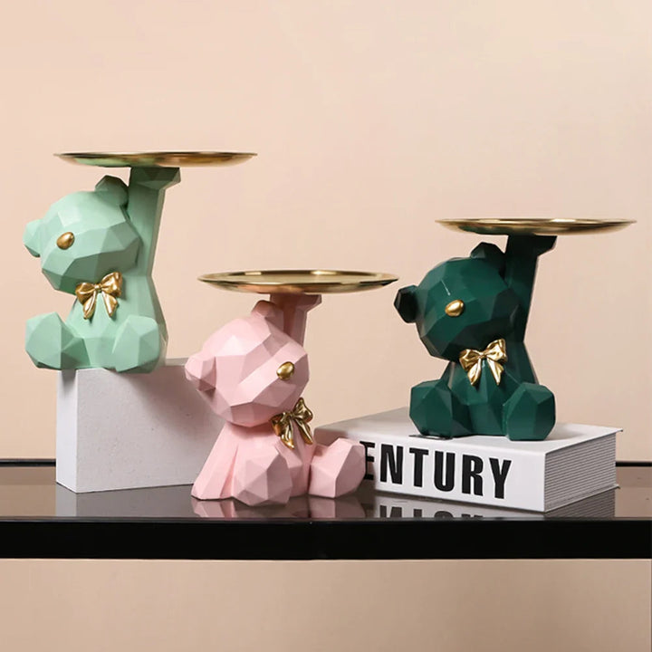 Geometric Resin Bear Key Holder and Decorative Figure – Stylish Storage Solution for Home 1