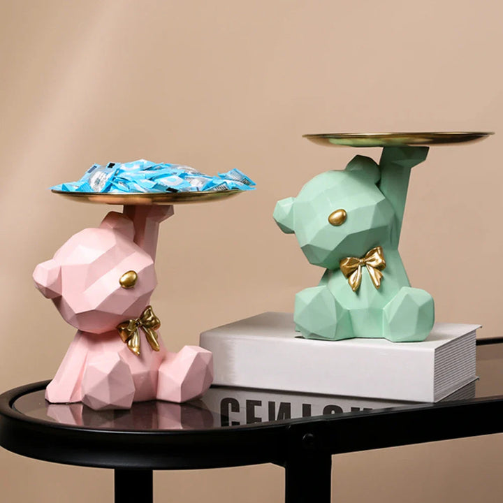 Geometric Resin Bear Key Holder and Decorative Figure – Stylish Storage Solution for Home 3