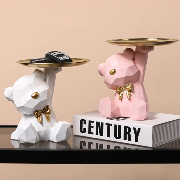 Geometric Resin Bear Key Holder and Decorative Figure – Stylish Storage Solution for Home 4